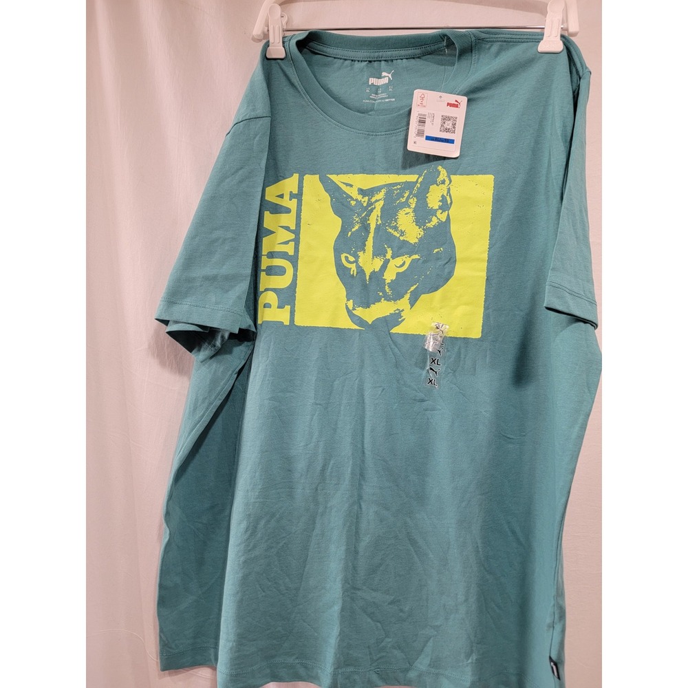 Puma Men's T-Shirt Green XL Graphic Logo Short Sleeve Crewneck